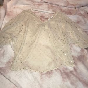 Sheer top with gold dots